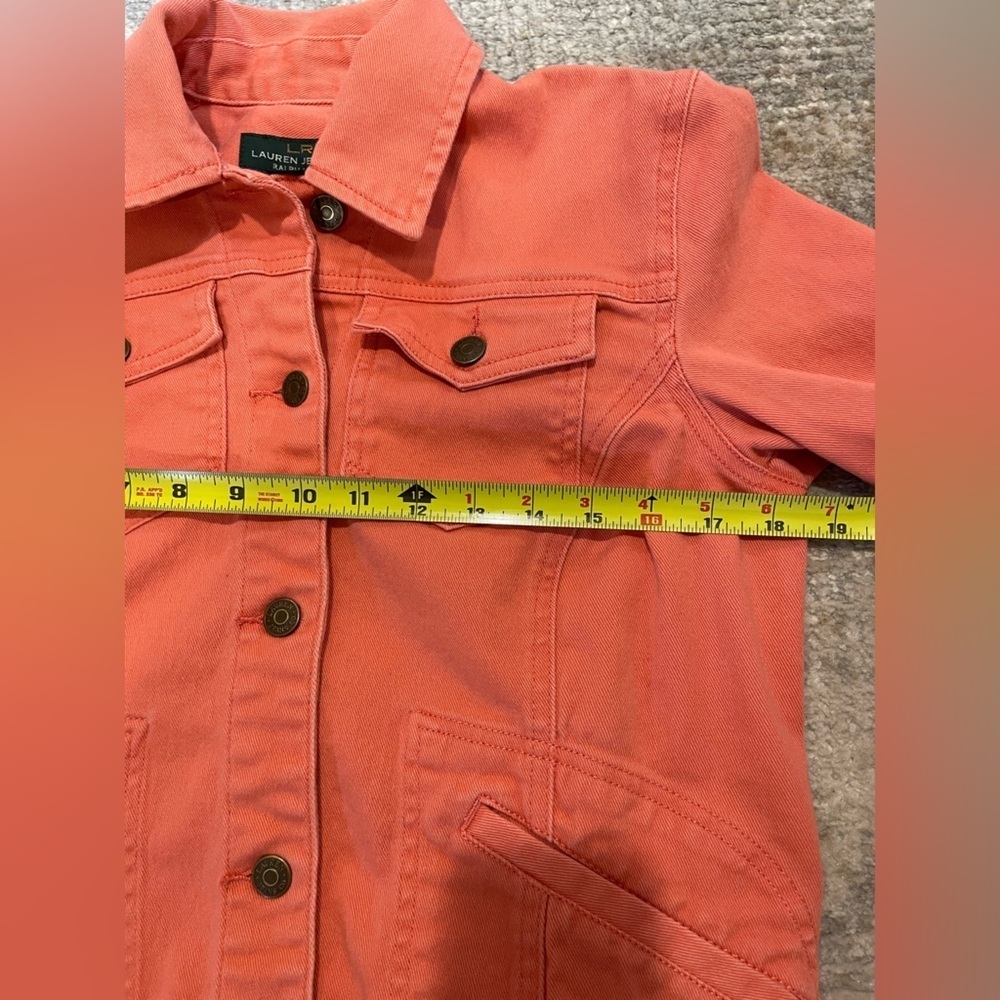 Lauren Ralph Lauren Jean Jacket Salmon Pink Denim Women’s Size Medium - Picture 8 of 10